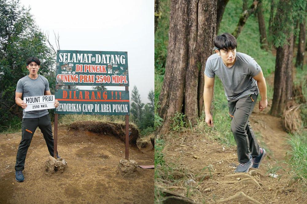 7 Potret Kenny Austin Mendaki Gunung Prau, Kabutnya Bikin Candu!