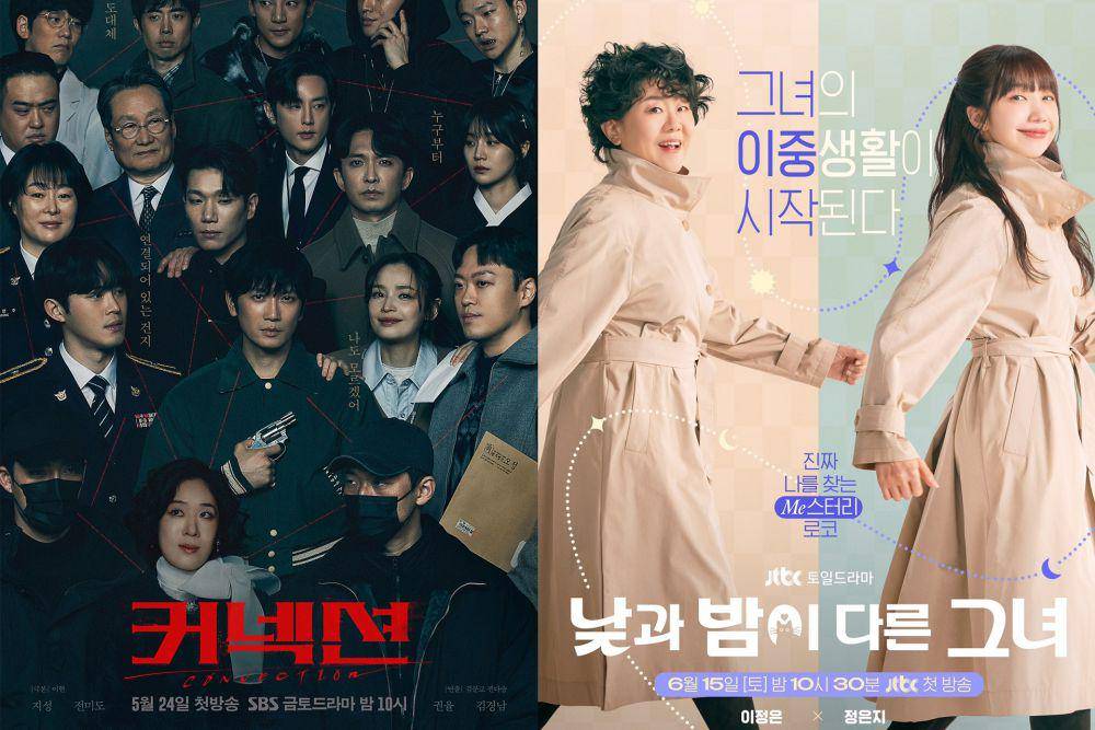 kolase poster drakor Connection dan Miss Night and Day (x.com/SBSNOW|instagram.com/jtbcdrama)
