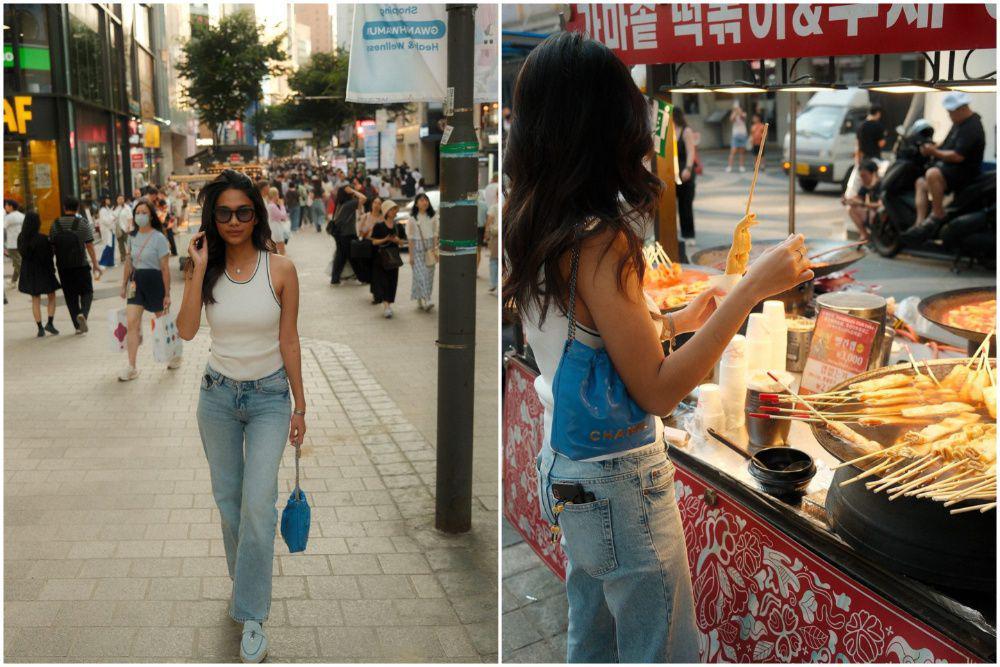 10 Potret Azizah Salsha Kulineran di Myeongdong, Puas!