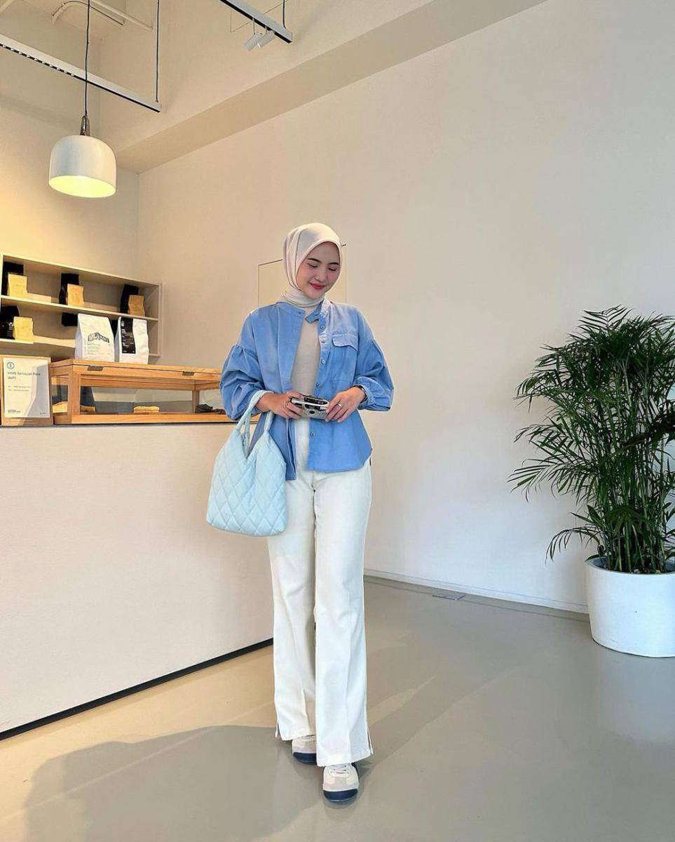 ide outfit kuliah pakai kemeja ala Intan Ghazella (instagram.com/intanghazll_)