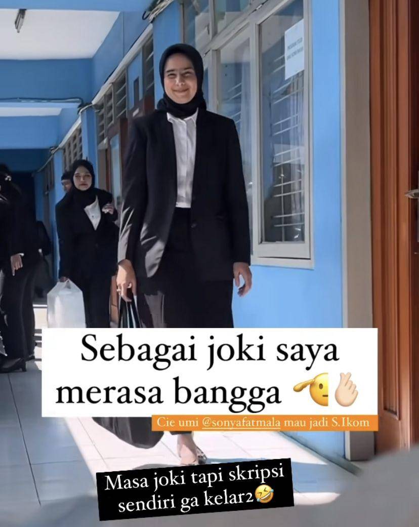 potret Sonya Fatmala lulus sidang skripsi (Instagram.com/triaiskandar)