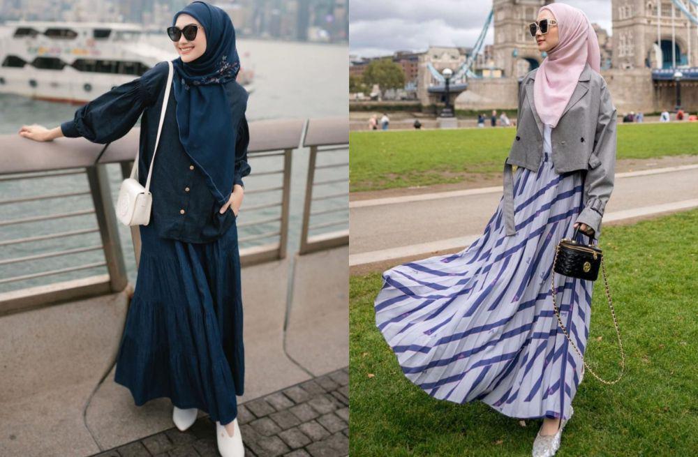 9 Ide Styling Rok untuk Traveling ala Indah Nada Puspita