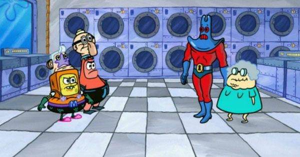 Man Ray saat beraktivitas di tempat laundry bersama lansia ( Dok. Nickelodeon / SpongeBob SquarePants )