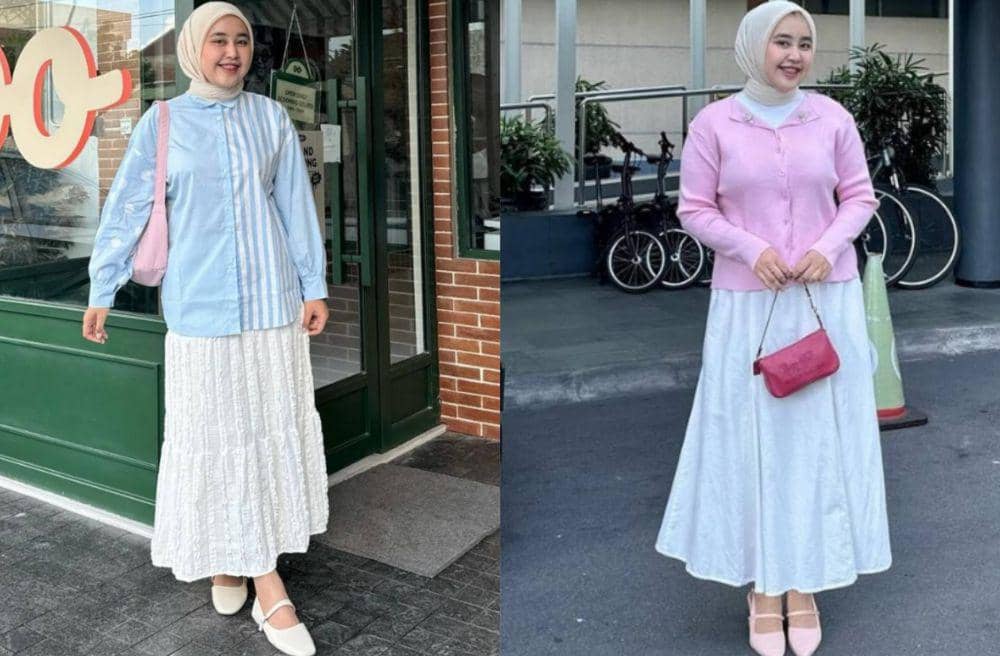 9 Ide Padu Padan Rok Putih ala Meilan Indrajati, Anti Monoton!