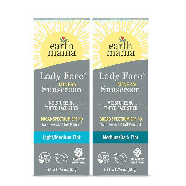 Lady Face Tinted Mineral Sunscreen Face Stick SPF 40 (dok. earthmamaorganics/Lady Face Tinted Mineral Sunscreen Face Stick SPF 40)