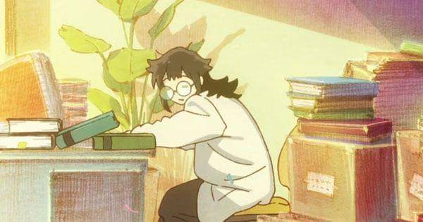 Konomi yang membuka PC dalam keadaan mengantuk  ( Dok. Production I.G / Kaiju No. 8 )