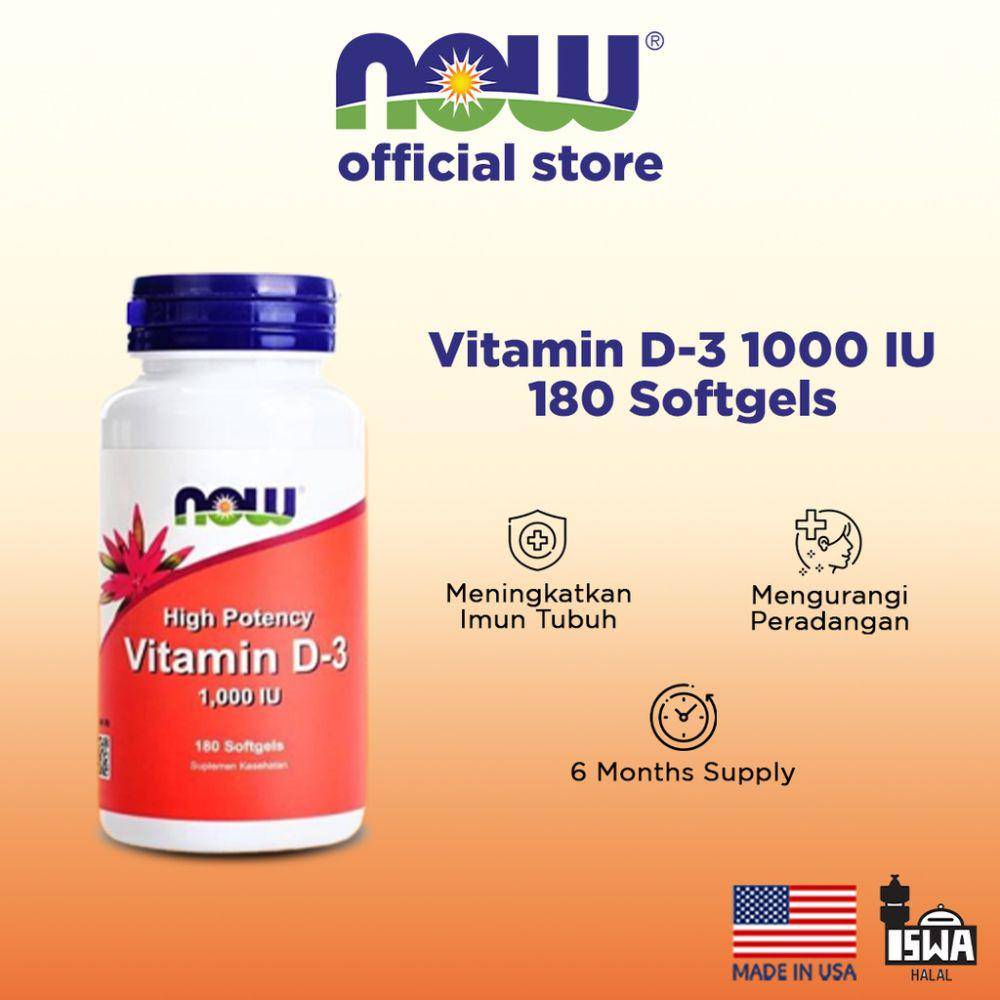 Rekomendasi suplemen vitamin D untuk rambut rontok (Shopee.com/NOW Foods Official Shop)