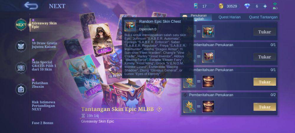 event Tantangan Skin Epic MLBB di Mobile Legends (dok. Moonton/Mobile Legends: Bang Bang)