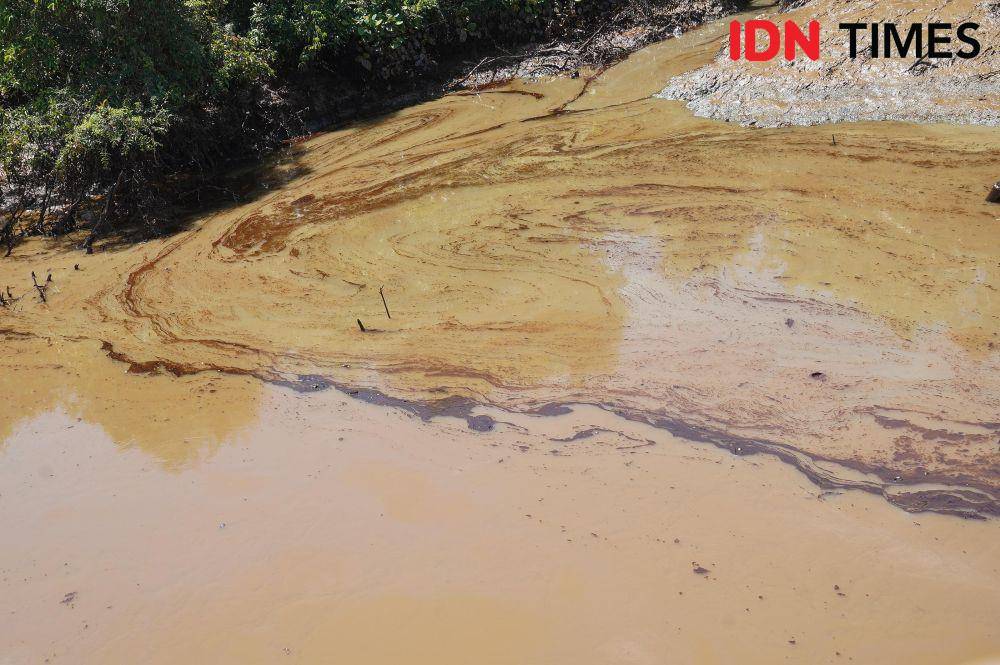 (Kondisi sungai Parung yang tercemar minyak di Kecamatan Sungai Lilin Kabupaten Musi Banyuasin) IDN Times/Yuliani