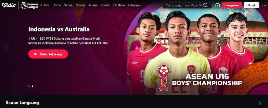 tampilan banner pertandingan Indonesia vs Australia (dok. Vidio)