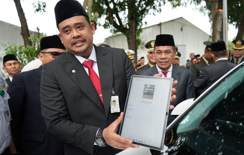 Walikota Medan, Bobby Nasution saat memimpin upacara Hari Ulang Tahun Kota Medan yang ke-434 tahun (Dok. Diskominfo Medan)