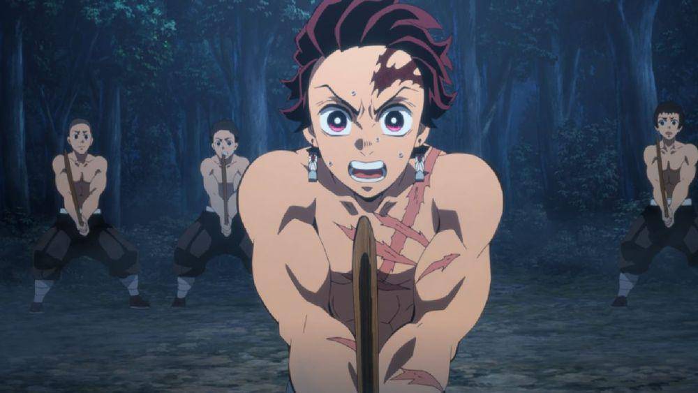 Tanjiro mengikuti latihan dari para Hashira. (dok. ufotable/Demon Slayer: Kimetsu no Yaiba)