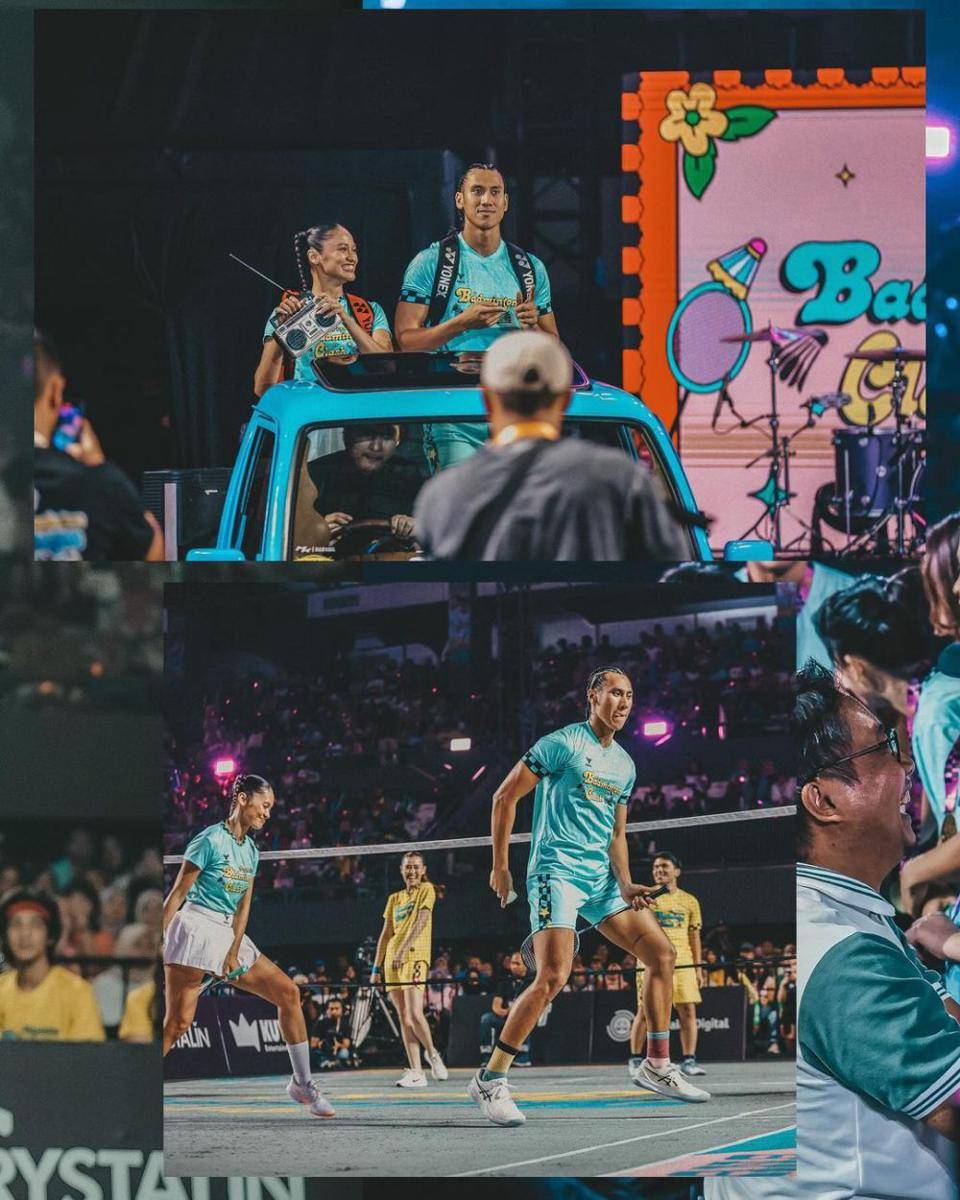 potret Sean dan Hana masuk lapangan Badminton Clash (instagram.com/gelaelized)