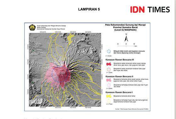 Peta Kawasan Rawan Bencana Gunung Marapi Sumbar. Doc. IDN Times
