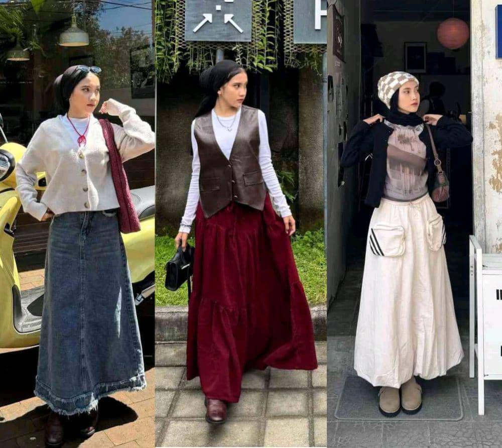 9 Inspirasi Padu Padan Long Skirt ala Khaila Dian, Modis Optimal!