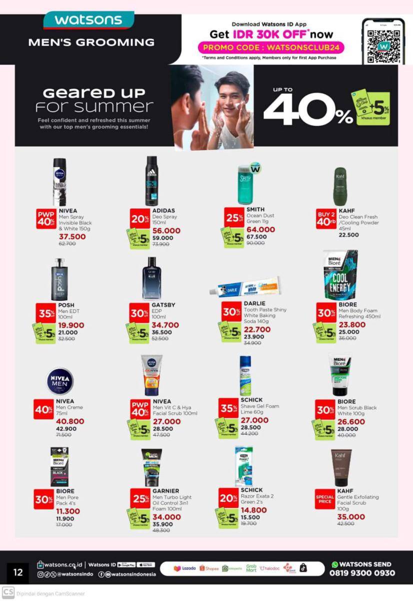 Promo Skincare dan Produk Grooming Pria Juli 2024 (Dok. Katalog Watsons Summer Beauty 1-28 Juli 2024)