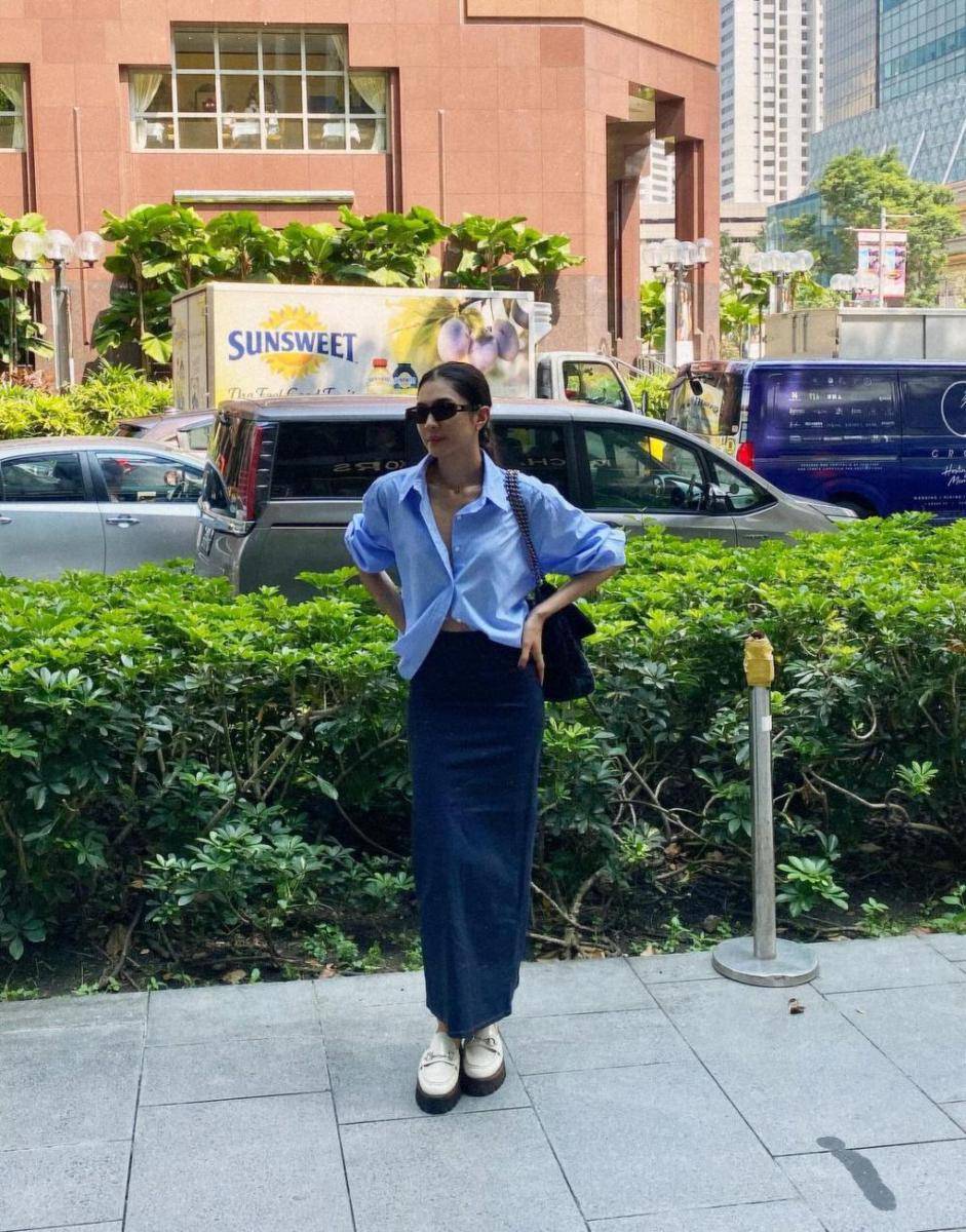 ide styling kemeja ala Mikha Tambayong (instagram.com/miktambayong)