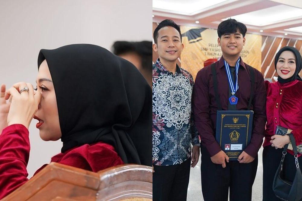 7 Momen Shanty Denny Nangis di Kelulusan Sekolah Putranya, Penuh Haru!