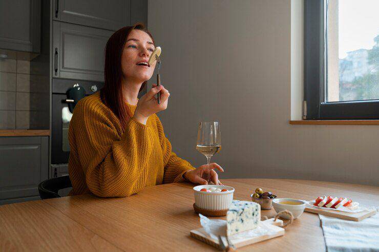 ilustrasi seorang menerapkan mindful eating (freepik.com/freepik)