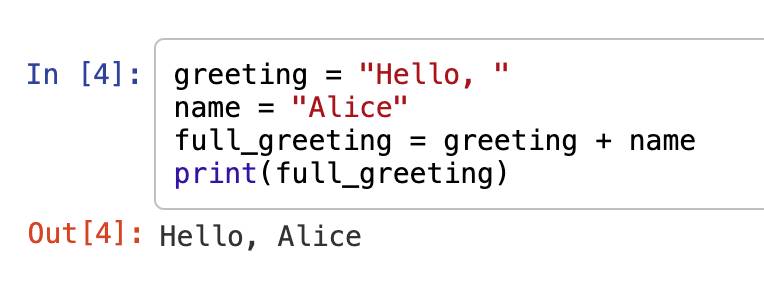 Coding fungsi concatenate dengan menggabungkan string (cocalc.com/Reyvan Maulid)