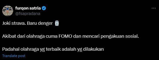 apa itu joki Strava (x.com/fsapradana)