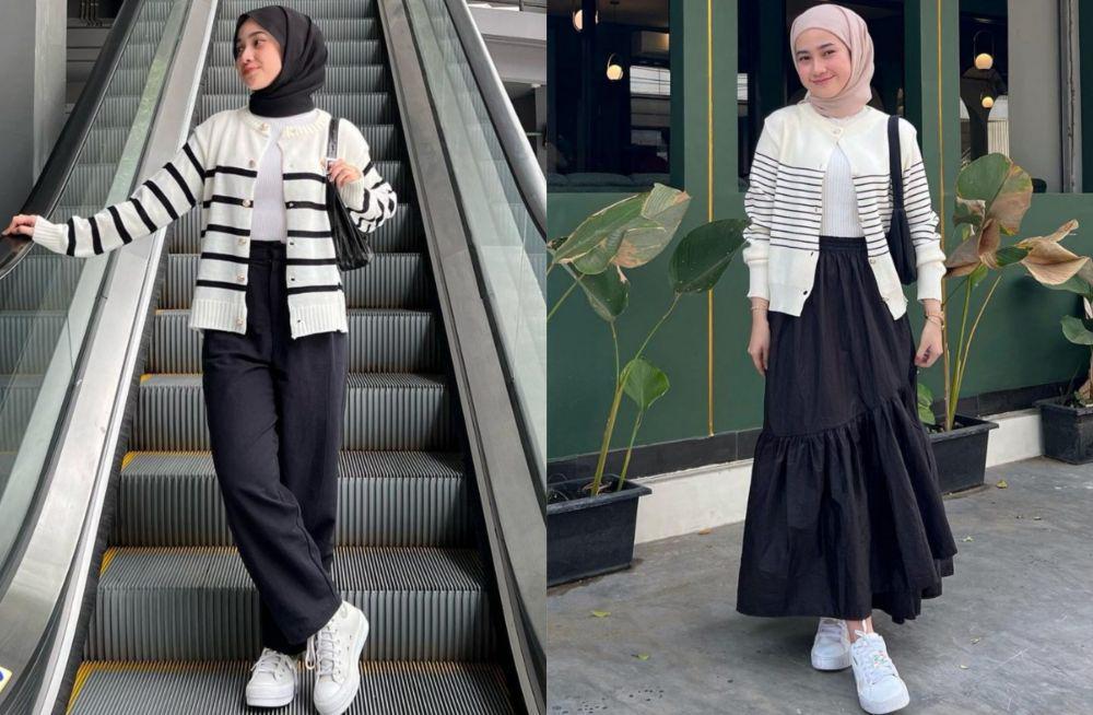 8 Mix and Match Cardigan Rajut ala Kirana Salsabila, Kekinian!