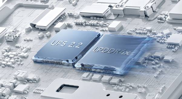 ilustrasi RAM LPDDR4X dan memori internal UFS 2.2 (mi.co.id)