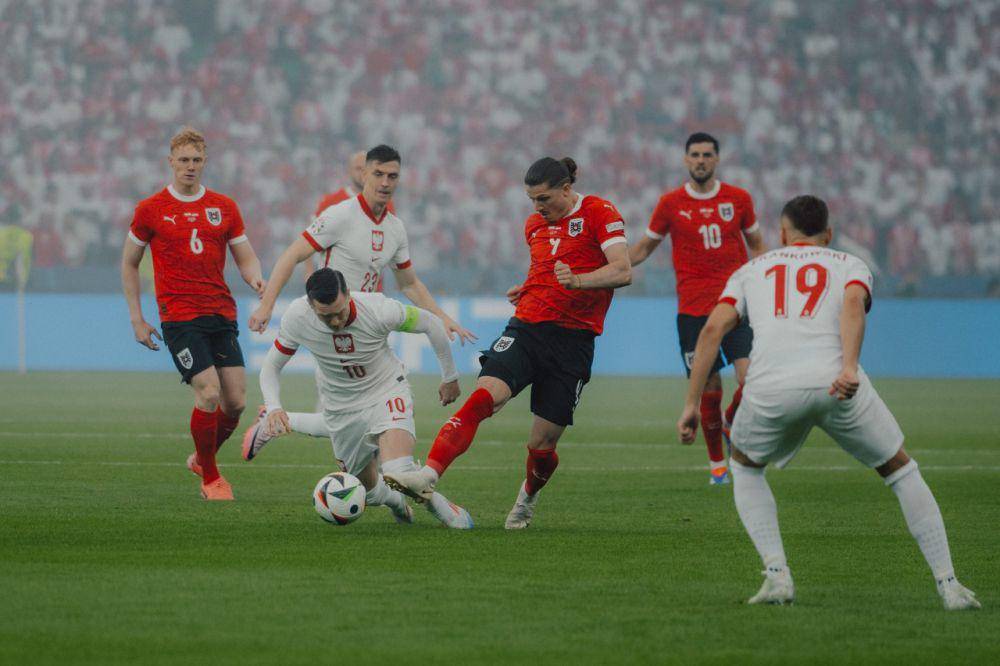 Austria melawan Polandia pada fase grup Euro 2024. (x.com/oefb1904)