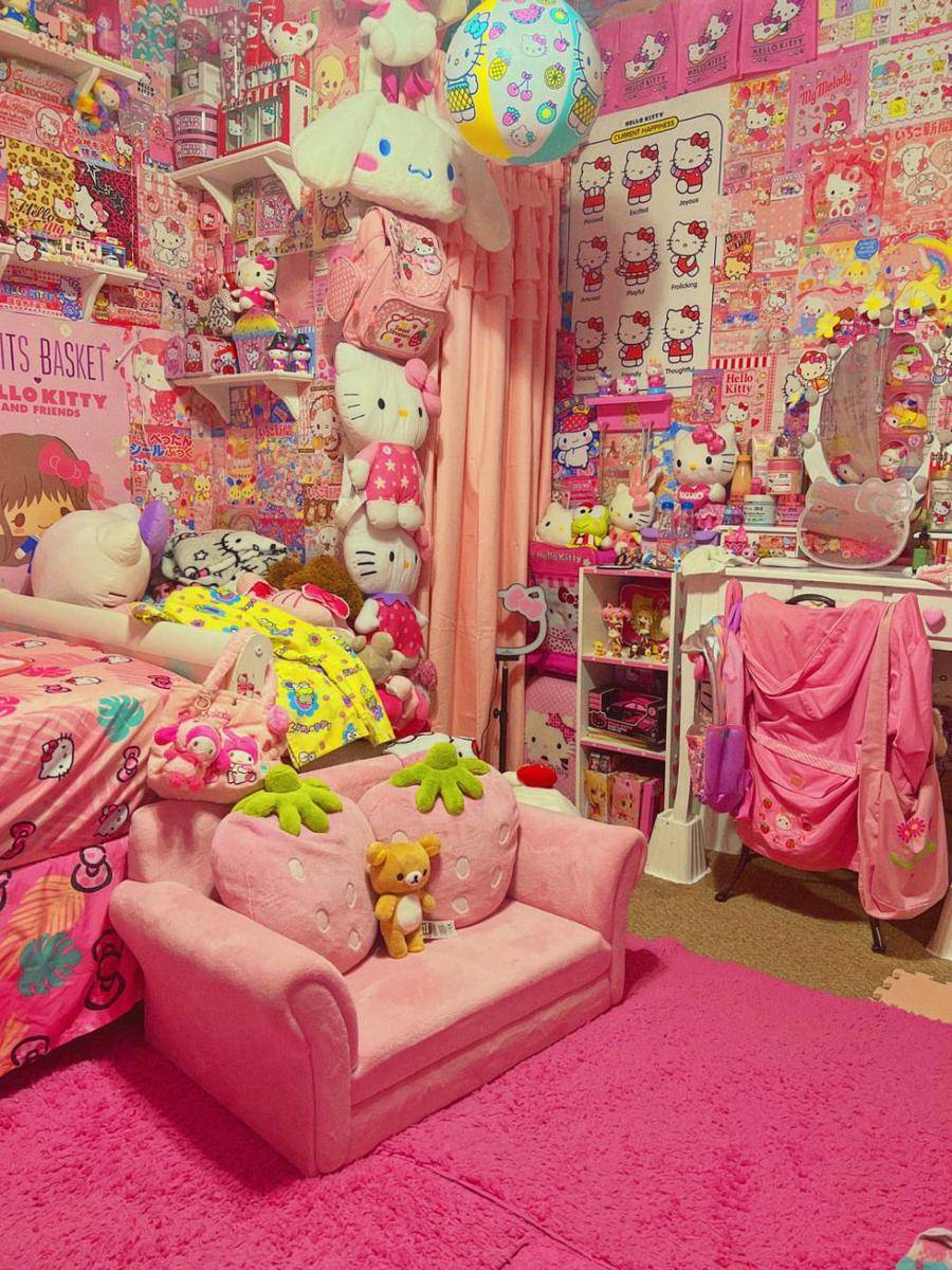 potret desain kamar tema Sanrio (reddit.com/user/sanreeohk)