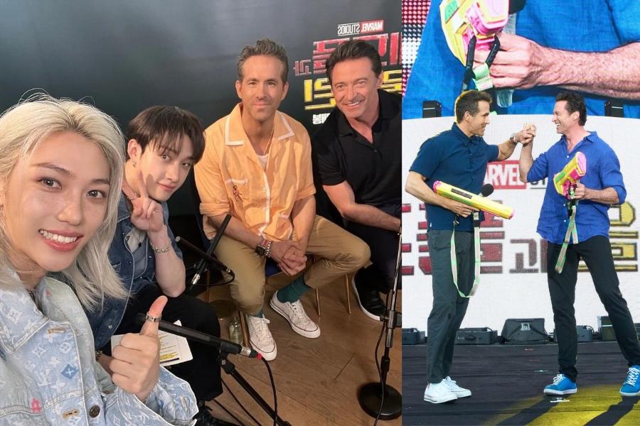 7 Potret Ryan Reynolds dan Hugh Jackman di Korea, Ketemu STRAY KIDS!