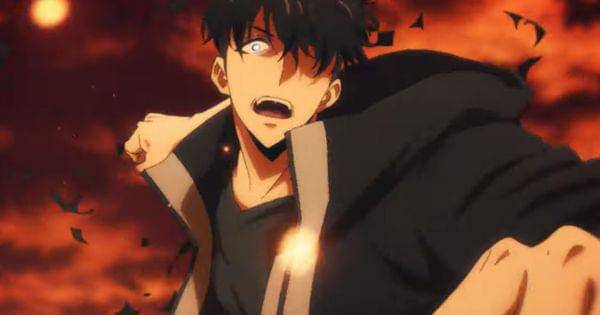 Jin-Woo melancarkan pukulan ke Vulcan ( Dok.  Crunchyroll / Solo Leveling S2 Teaser )