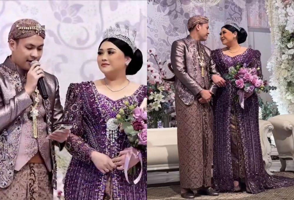 7 Gaya Clarissa Putri di Resepsi Nikah, Anggun Berkebaya Ungu