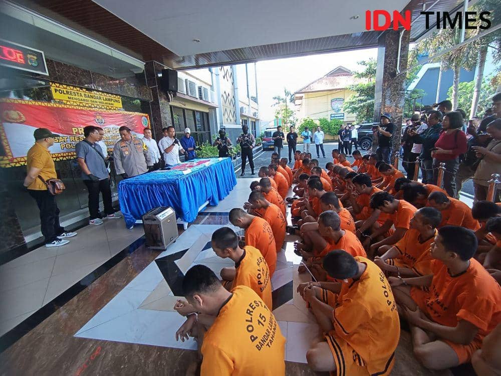 Konferensi pers hasil Operasi Antik Krakatau 2024 Polresta Bandar Lampung. (IDN Times/Tama Yudha Wiguo).
