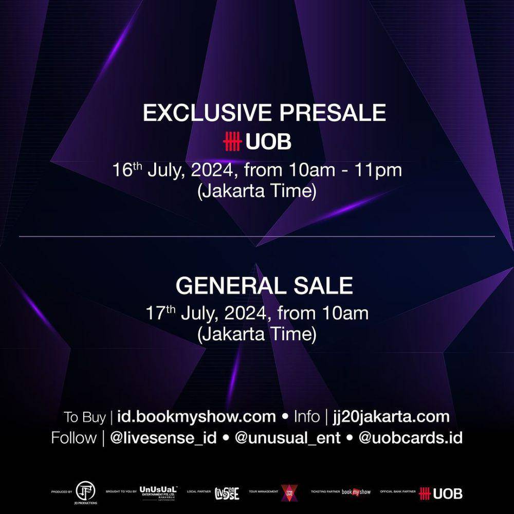 cara membeli tiket konser JJ Lin di Jakarta (instagram.com/unusual_ent)