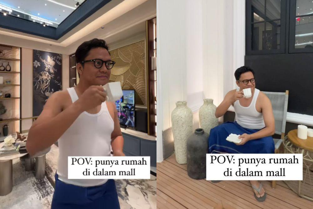 7 Potret Arief Muhammad Singletan dan Sarungan di dalam Mal