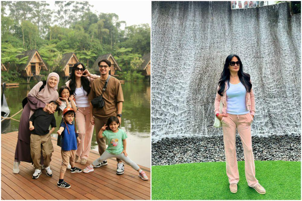 7 Potret Donna Harun Liburan ke Lembang bareng Anak, Menantu dan Cucu