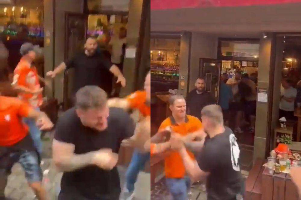 Kericuhan fans Belanda dan Inggris jelang semifinal Euro 2024 (X.com/footbalIfights)