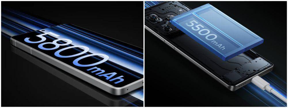 ilustrasi kapasitas baterai realme GT 6 untuk pasar China (kiri) dan pasar internasional (kanan)