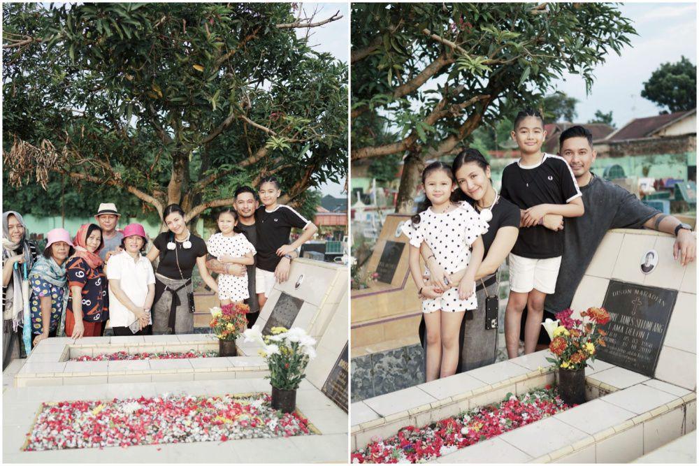 9 Potret Ryan Delon ajak Keluarga ke Makam sang Ayah, Melepas Rindu!