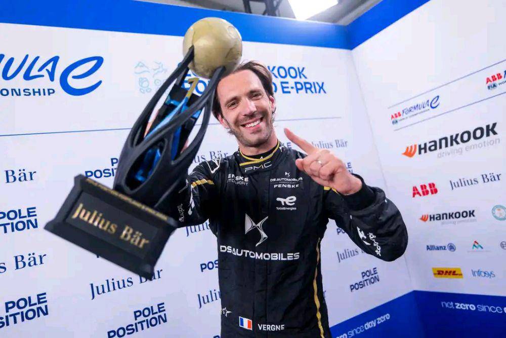Jean-Eric Vergne meraih pole position di sesi kualifikasi untuk balapan ke-2 E-Prix Portland 2024. (facebook.com/DS Performance)