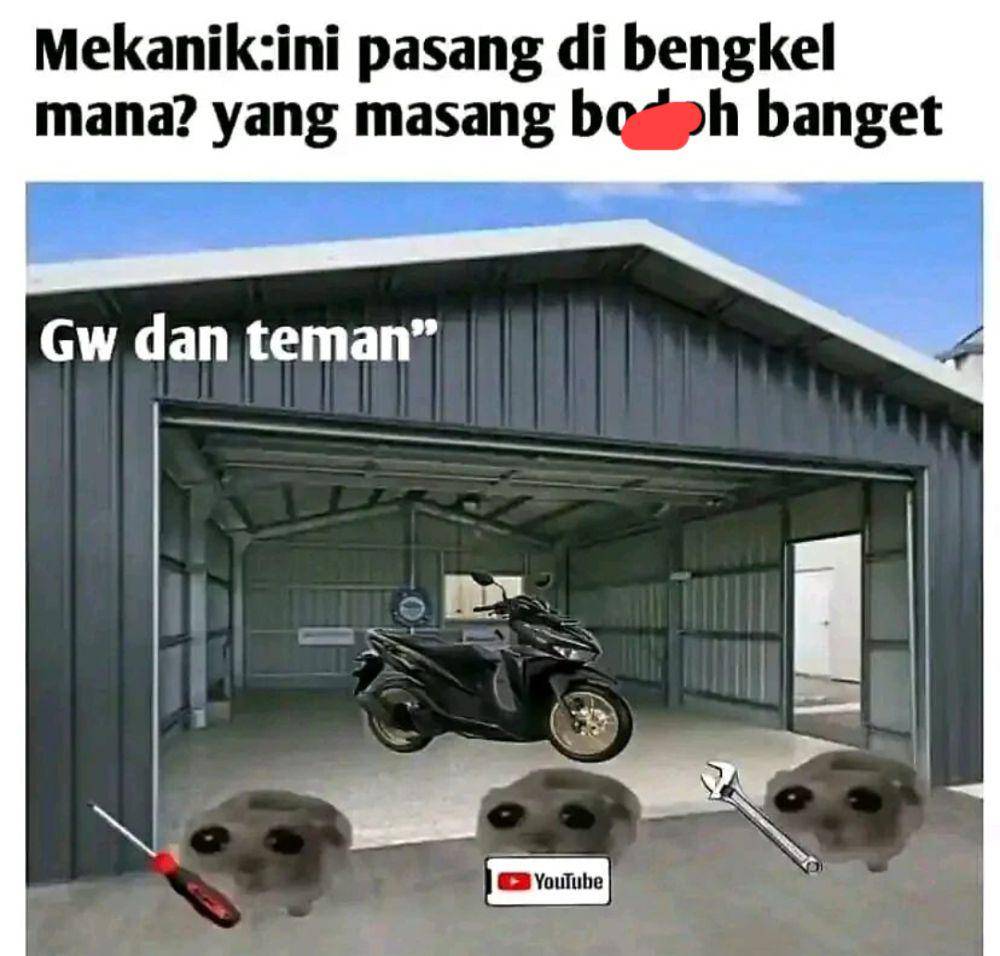 meme kejadian di bengkel (instagram.com/randomcurryan)