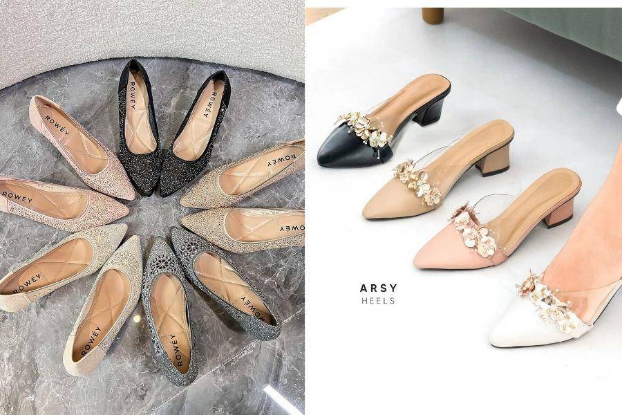 Rekomendasi sepatu pengantin di bawah Rp200 ribu (Shopee.co.id/Rowey Official Store | Shopee.co.id/Bellashoesjkt Official Shop)