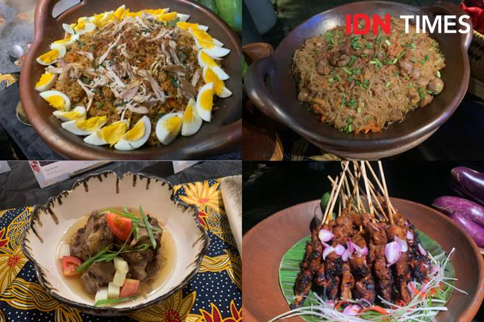 Potret menu Nasi Goreng Kampung, Bihun Goreng, Sop Buntut, dan Sate Ayam dalam program Loka Rasa Marriott Bonvoy (IDN Times/Fasrinisyah Suryaningtyas)