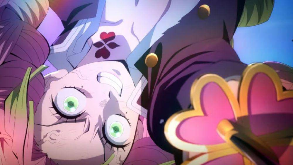 Mitsuri membangkitkan Slayer Mark saat melawan Zohakuten. (dok. ufotable/Demon Slayer: Kimetsu no Yaiba)