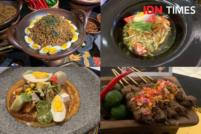 Potret menu Bihun Goreng, Soto Ayam, Gado-gado, dan Sate Sapi dalam program Loka Rasa Marriott Bonvoy (IDN Times/Fasrinisyah Suryaningtyas)