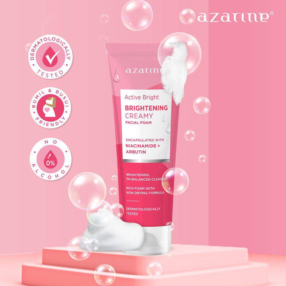Azarine Active Bright Brightening Creamy Facial Foam (shopee.co.id/Azarine Cosmetic Official Shop)