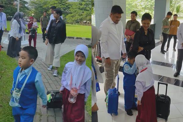 7 Potret Kahiyang Ayu Antar Anak di Hari Pertama Sekolah