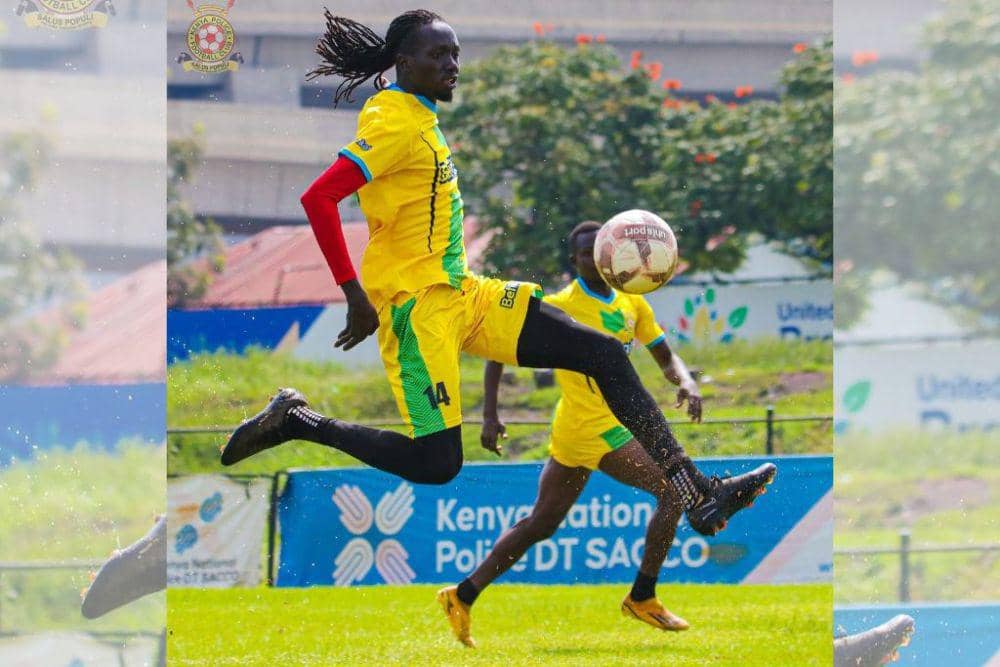 Aksi Tito Okello bersama klub Kenyan Police FC dalam ajang Kenyan Premier League 2023/2024. (Instagram.com/okellotito9)