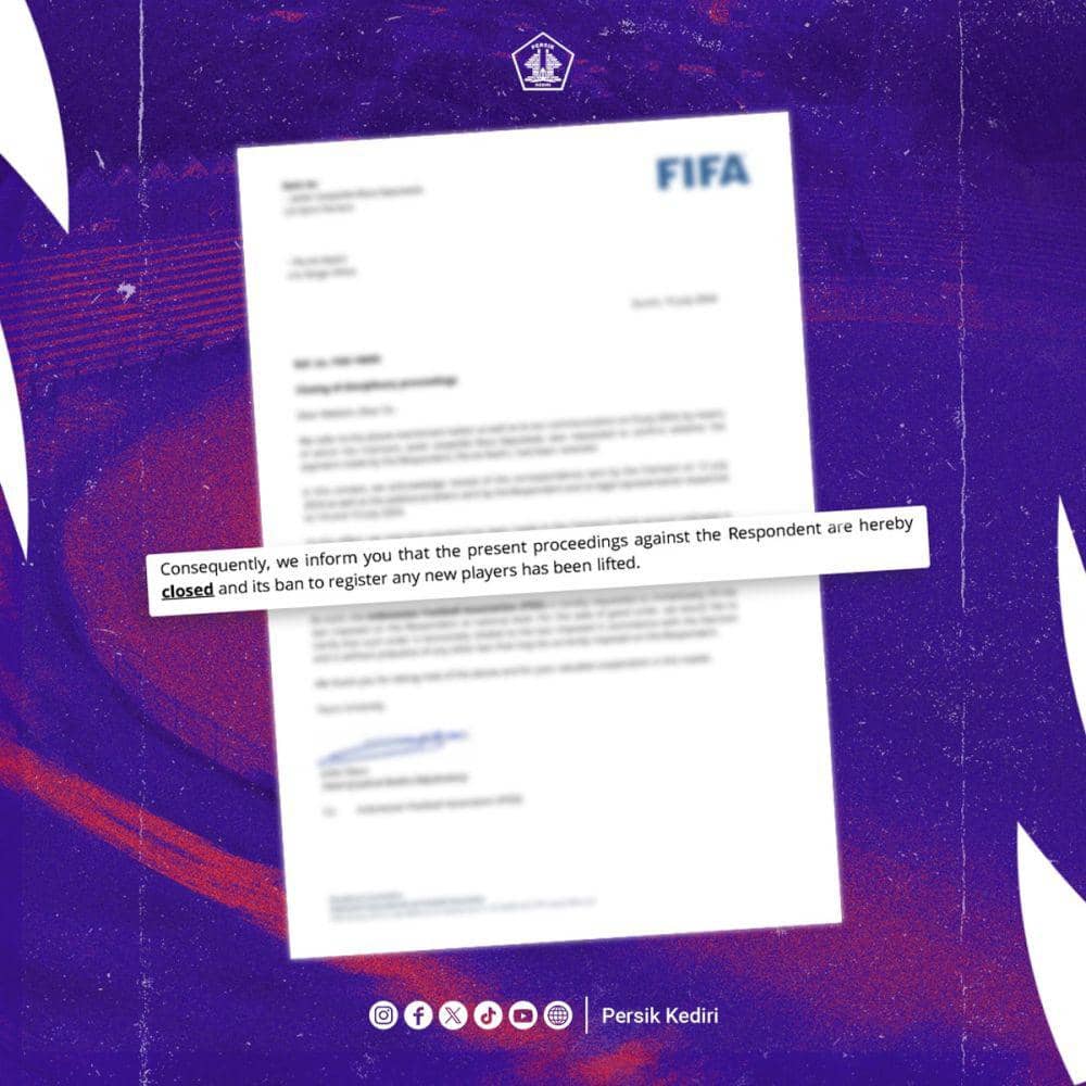 Persik Kediri Bebas Sanksi Larangan Transfer Pemain dari FIFA