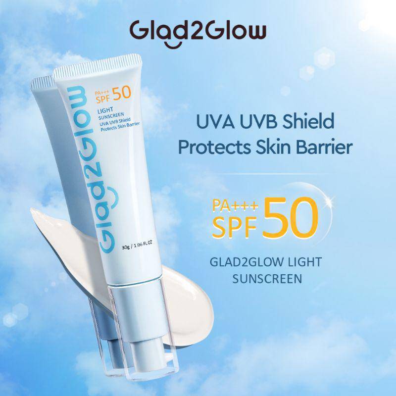 Glad2Glow Light Sunscreen SPF50 PA+++ (shopee.co.id/Yaabeautyskin.glow)